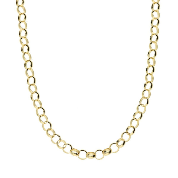 9ct Yellow Gold Gents Round Link Belcher Chain - 24" - 9g
