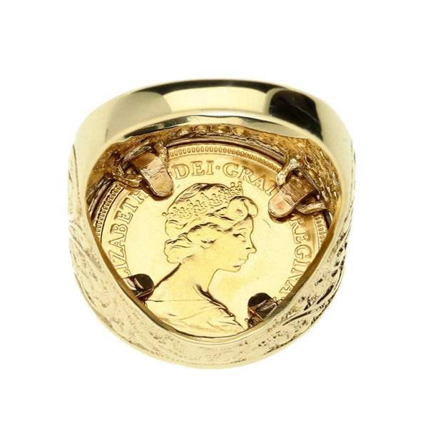 9ct Yellow Gold 1982 Half Sovereign Ring - Size S