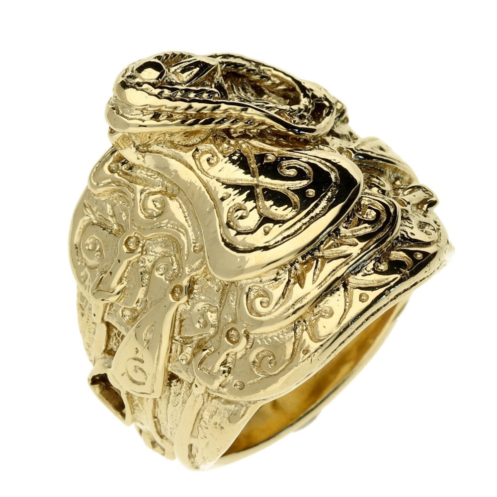9ct Yellow Gold Gents Saddle Ring - Size X½ - 26.5g