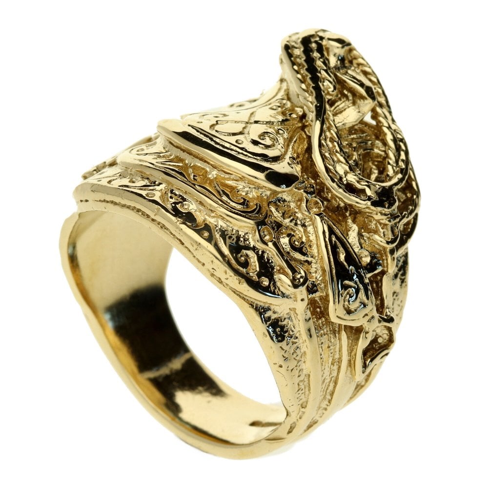 9ct Yellow Gold Gents Saddle Ring - Size X½ - 26.5g