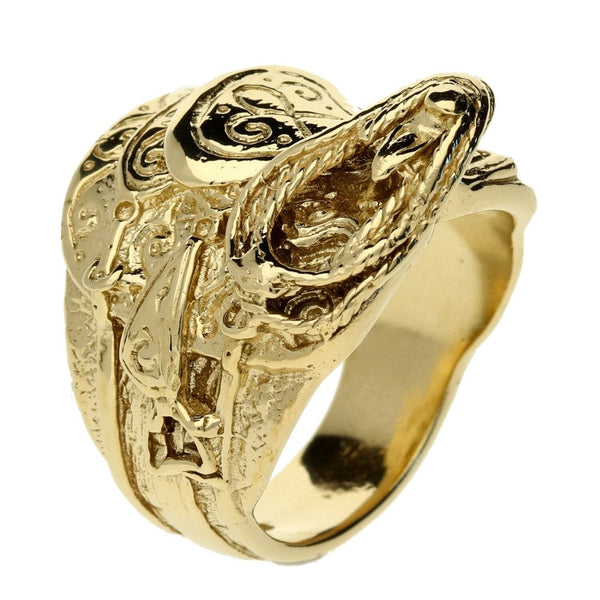 9ct Yellow Gold Gents Saddle Ring - Size X½ - 26.5g