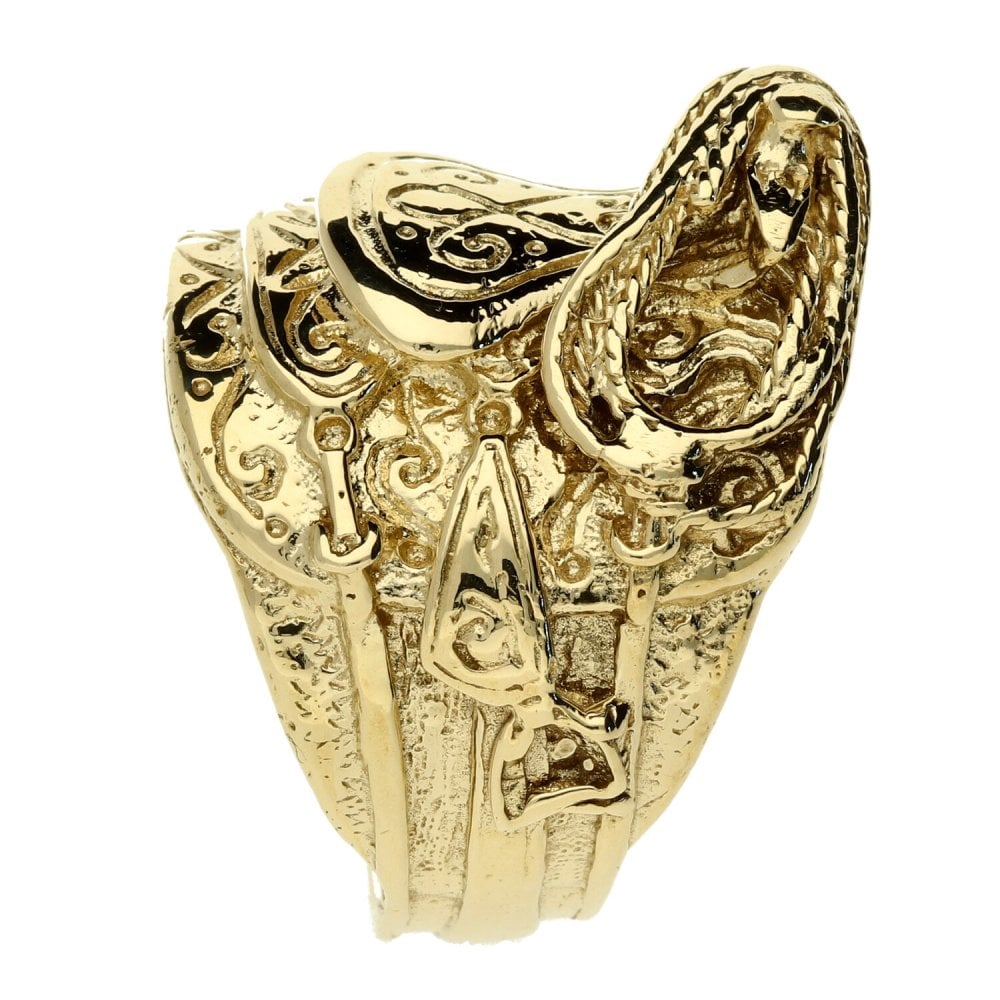 9ct Yellow Gold Gents Saddle Ring - Size X½ - 26.5g