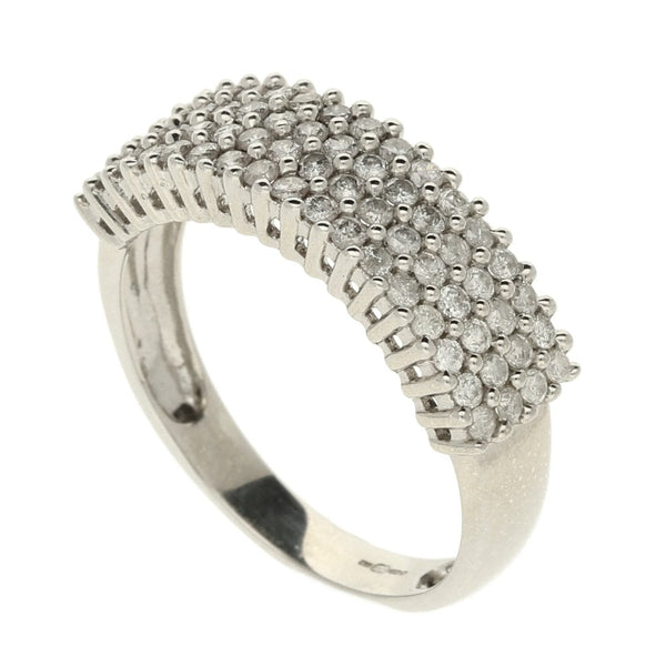 Ladies 9ct White Gold Diamond Band Ring - Size O - 0.75ct