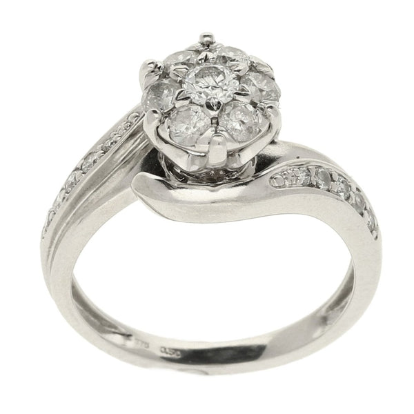 9ct White Gold Ladies Diamond Twist Ring - 0.50ct - Size J