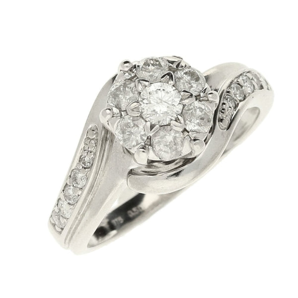 9ct White Gold Ladies Diamond Twist Ring - 0.50ct - Size J