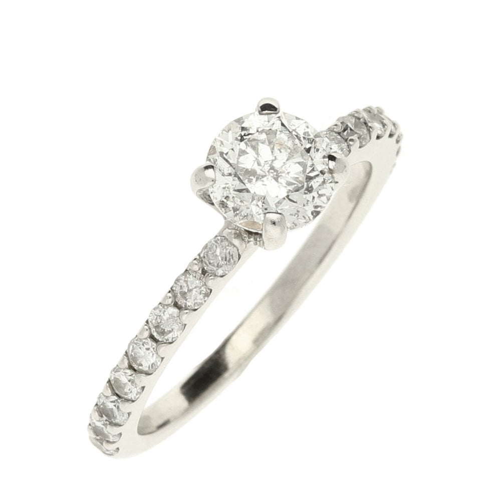 9ct White Gold Ladies Diamond Ring - Size L½ - 0.75ct