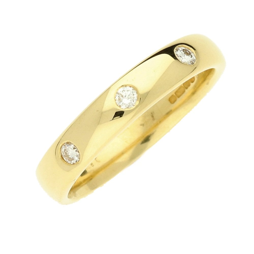18ct Yellow Gold Ladies Diamond Set Wedding Band - Size M