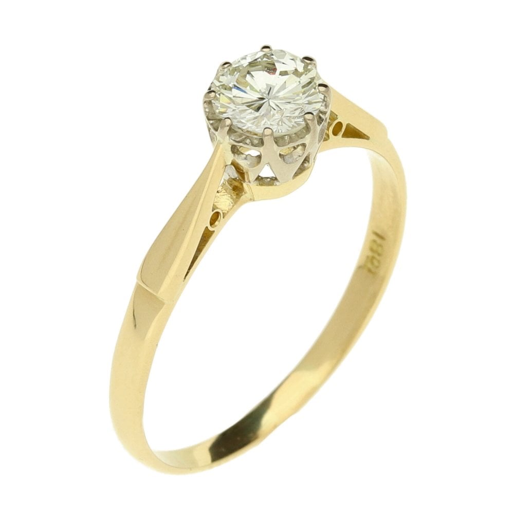 18ct Yellow Gold Ladies 0.55ct Diamond Engagement Ring - Size P