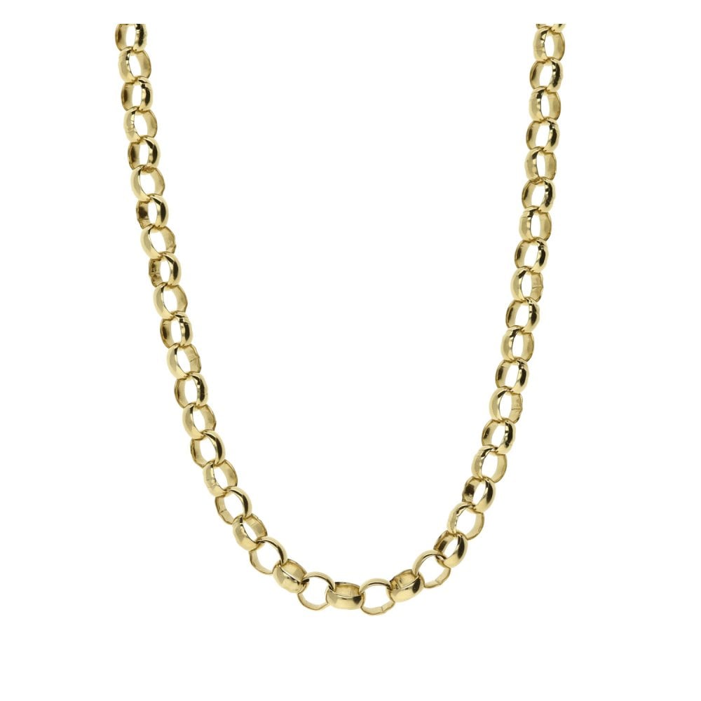 9ct Yellow Gold Gents Round Link Belcher Chain - 24" - 11.9g