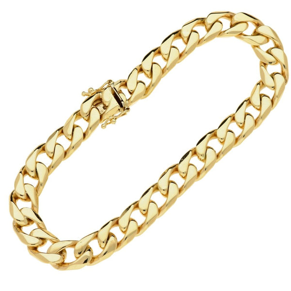 9ct Yellow Gold Gents Solid Square Curb Bracelet - 8½" - 47.0g
