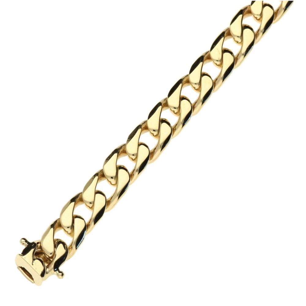 9ct Yellow Gold Gents Solid Square Curb Bracelet - 8½" - 47.0g