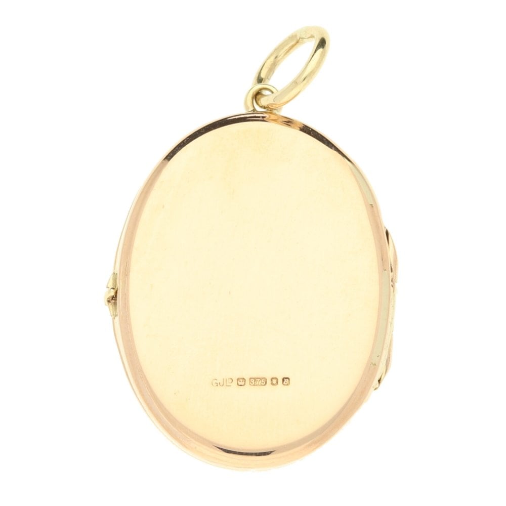 9ct Rose Gold Oval Flower Engraved Locket - 5.6g