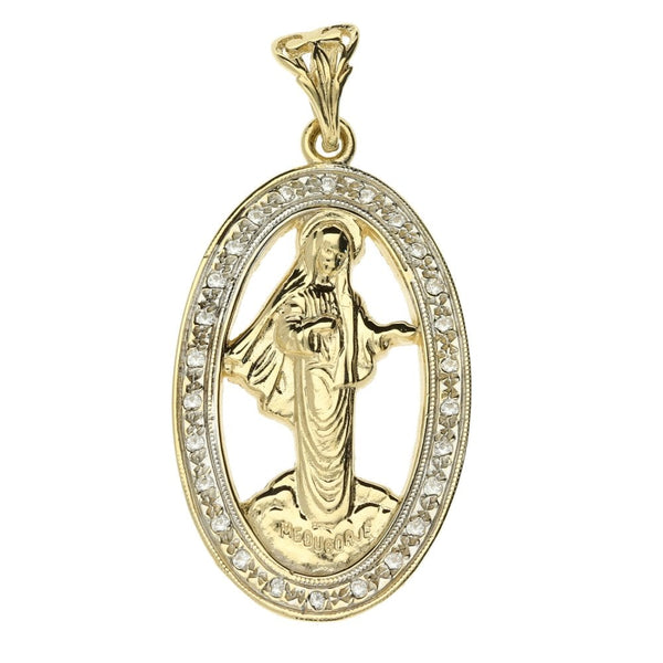 9ct Yellow Gold Cubic Zirconia Oval Miraculous Pendant - 8.8g