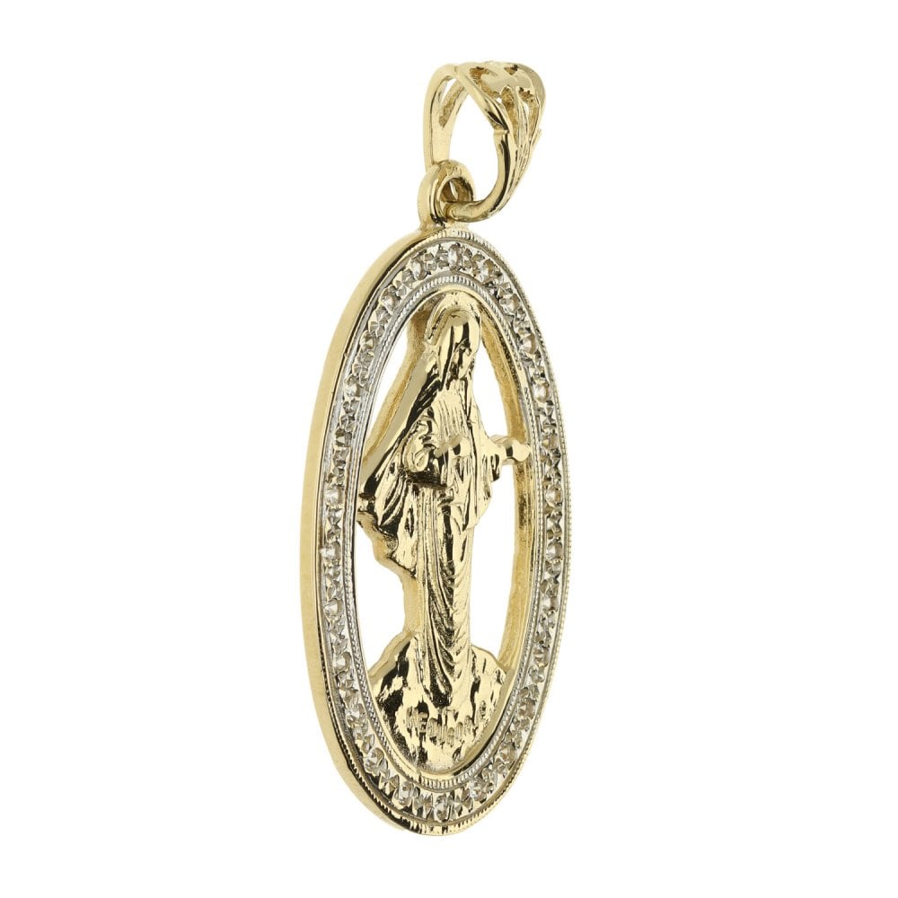 9ct Yellow Gold Cubic Zirconia Oval Miraculous Pendant - 8.8g