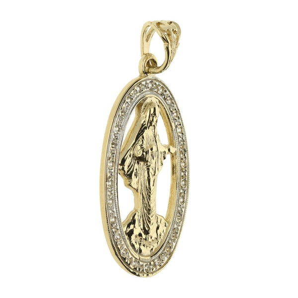 9ct Yellow Gold Cubic Zirconia Oval Miraculous Pendant - 8.8g