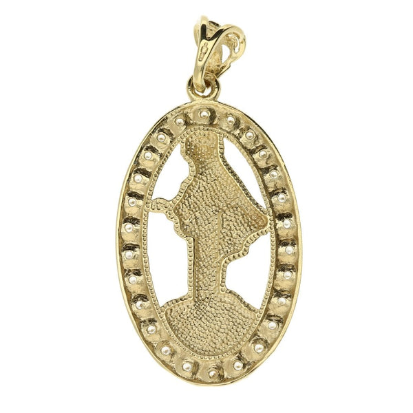 9ct Yellow Gold Cubic Zirconia Oval Miraculous Pendant - 8.8g