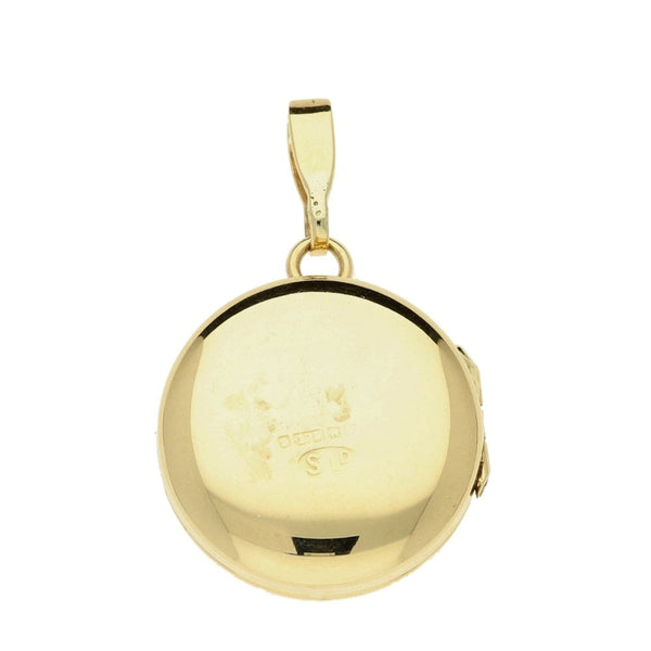 9ct Yellow Gold Round Half Engraved Feather Locket - 2.9g