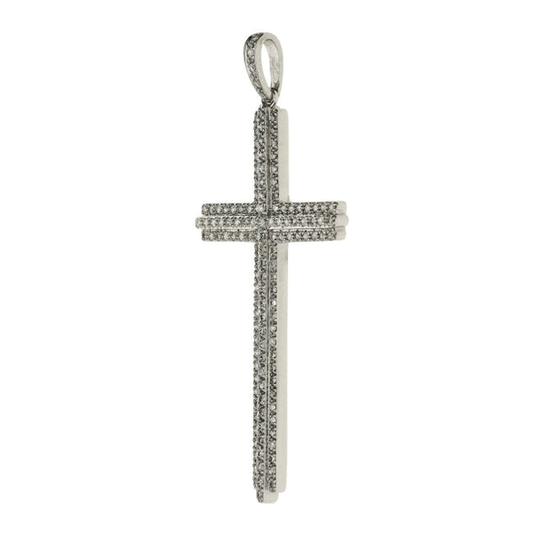 9ct White Gold Diamond Pave Cross Pendant - 0.75ct - 5.7g