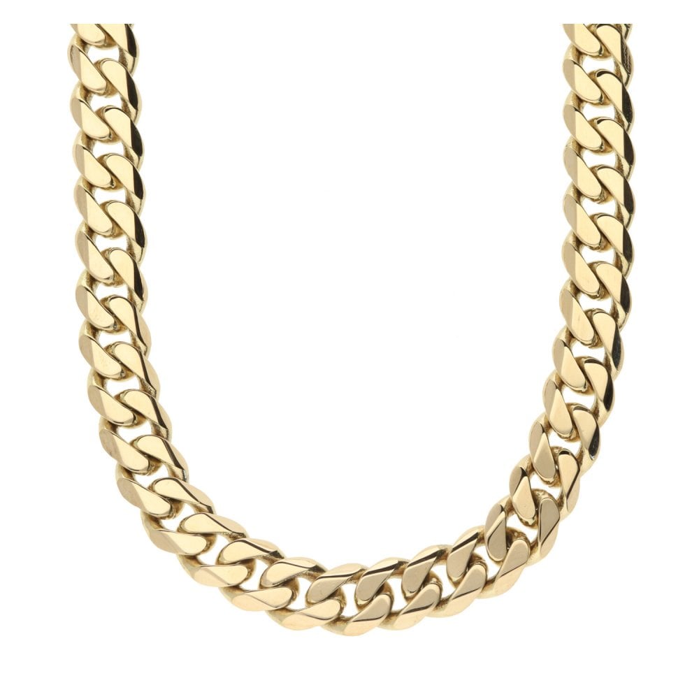 9ct Gold 20-inch Solid flat Diamond-Cut Curb Chain - 50.3g