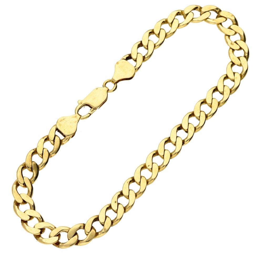 Gents 9ct Yellow Gold Curb Bracelet - 8.5 inch