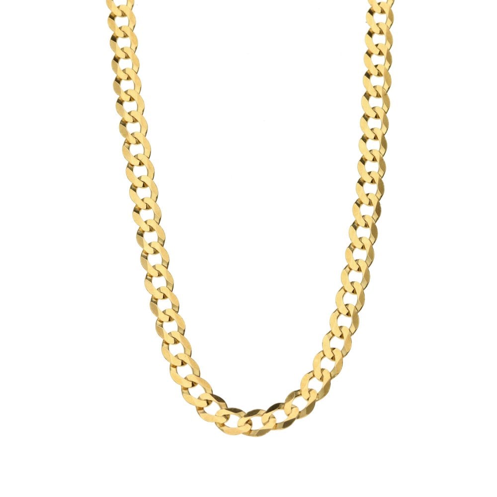 9ct Yellow Gold Solid 16-inch Flat Curb Chain