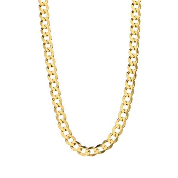 9ct Yellow Gold Solid 16-inch Flat Curb Chain