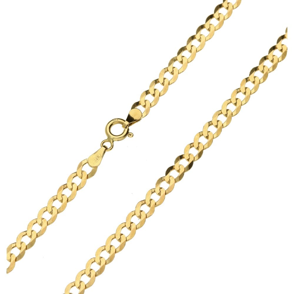 9ct Yellow Gold Solid 16-inch Flat Curb Chain