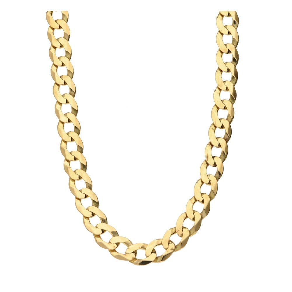 9ct Yellow Gold Solid 22-inch Flat Curb Chain - 16.2g
