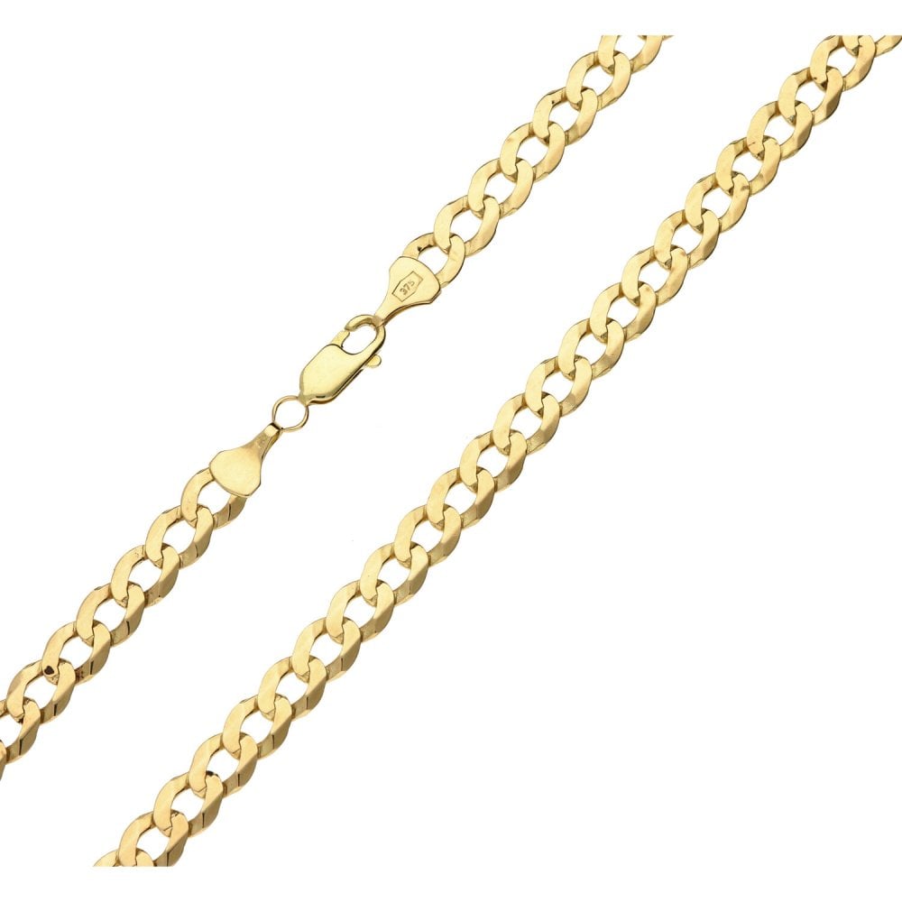 9ct Yellow Gold Solid 22-inch Flat Curb Chain - 16.2g