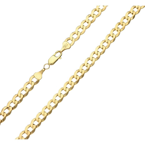 9ct Yellow Gold Solid 22-inch Flat Curb Chain - 16.2g