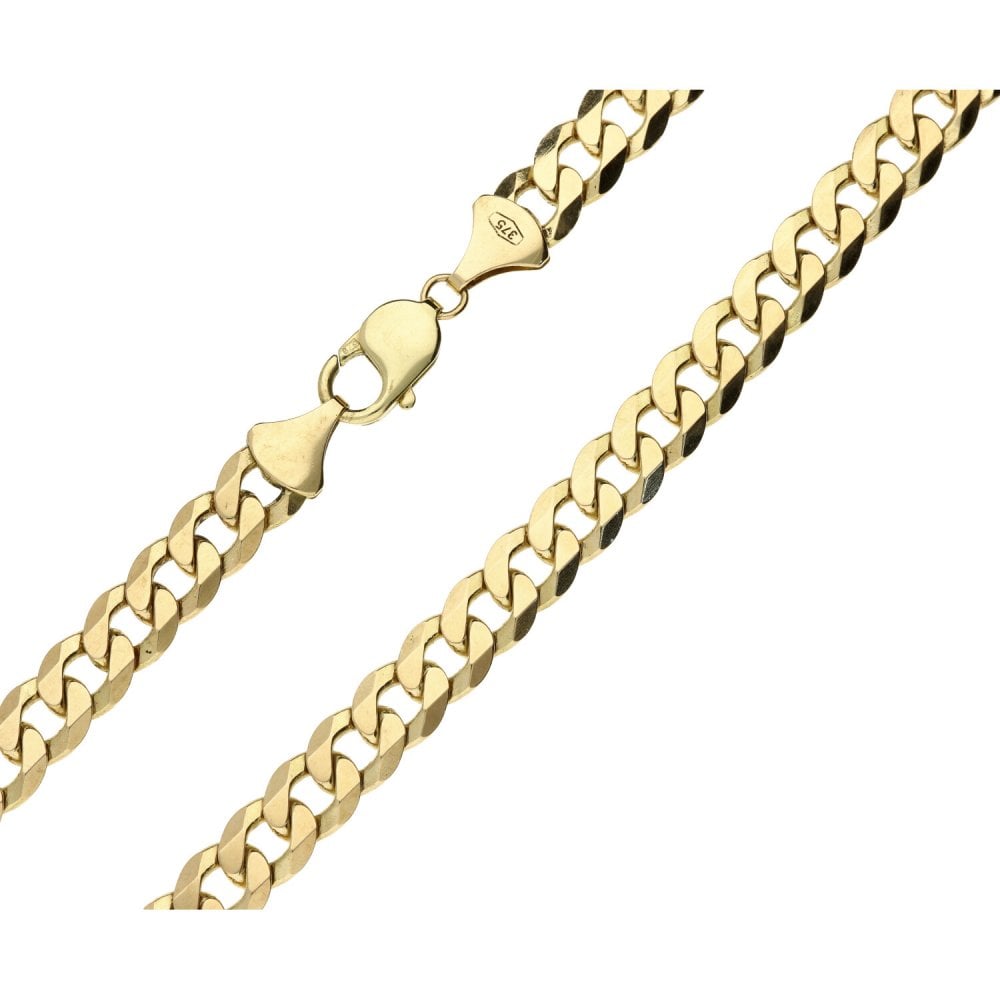 9ct Yellow Gold Solid 22-inch Flat D-Cut Curb Chain - 63.6g