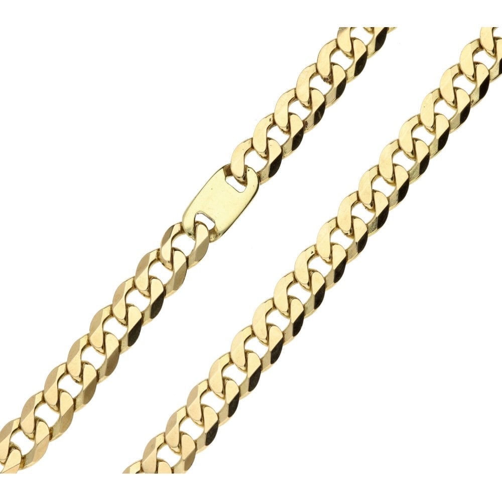 9ct Yellow Gold Solid 22-inch Flat D-Cut Curb Chain - 63.6g