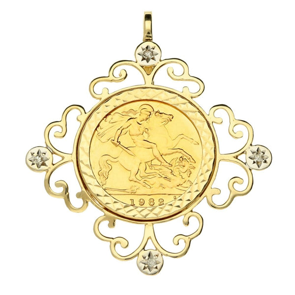 9ct Yellow Gold Half Sovereign Pendant - 1982 - 7.0g