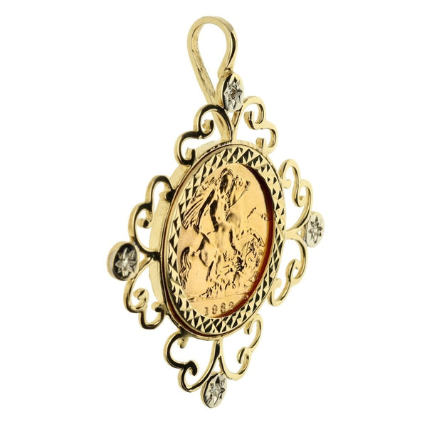 9ct Yellow Gold Half Sovereign Pendant - 1982 - 7.0g