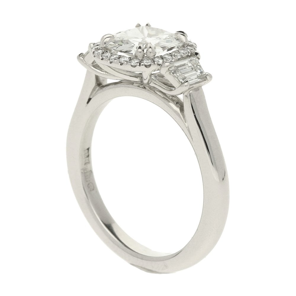 Platinum Certified Halo Diamond Engagement Ring - 1.65ct