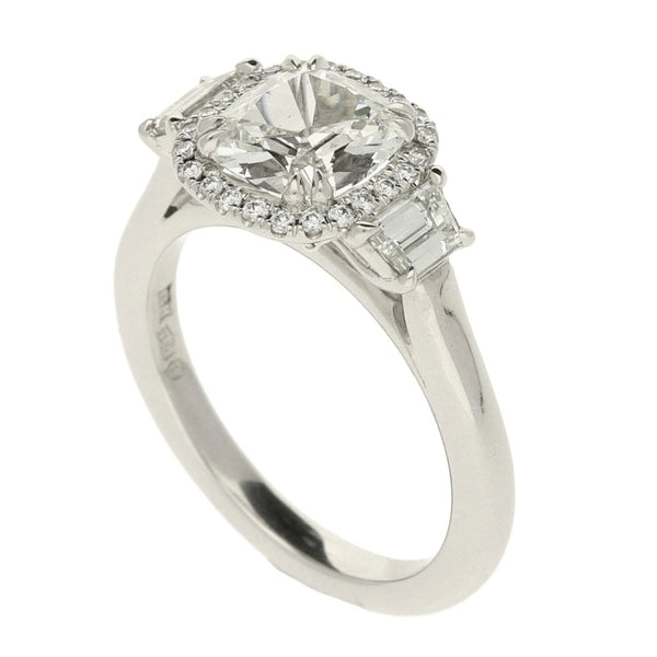 Platinum Certified Halo Diamond Engagement Ring - 1.65ct