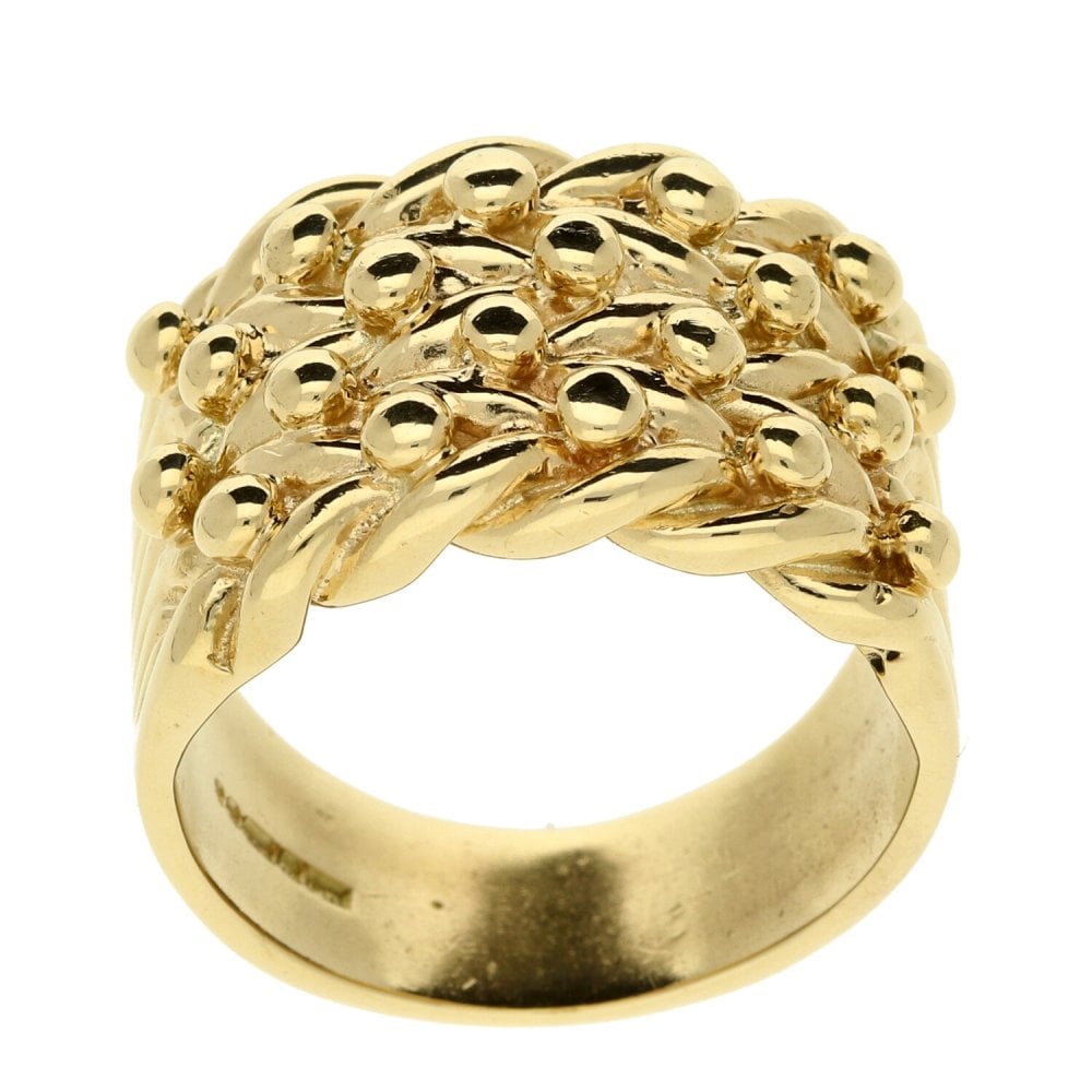 9ct Gents Solid Four Row Shot Ring - Size Z+1