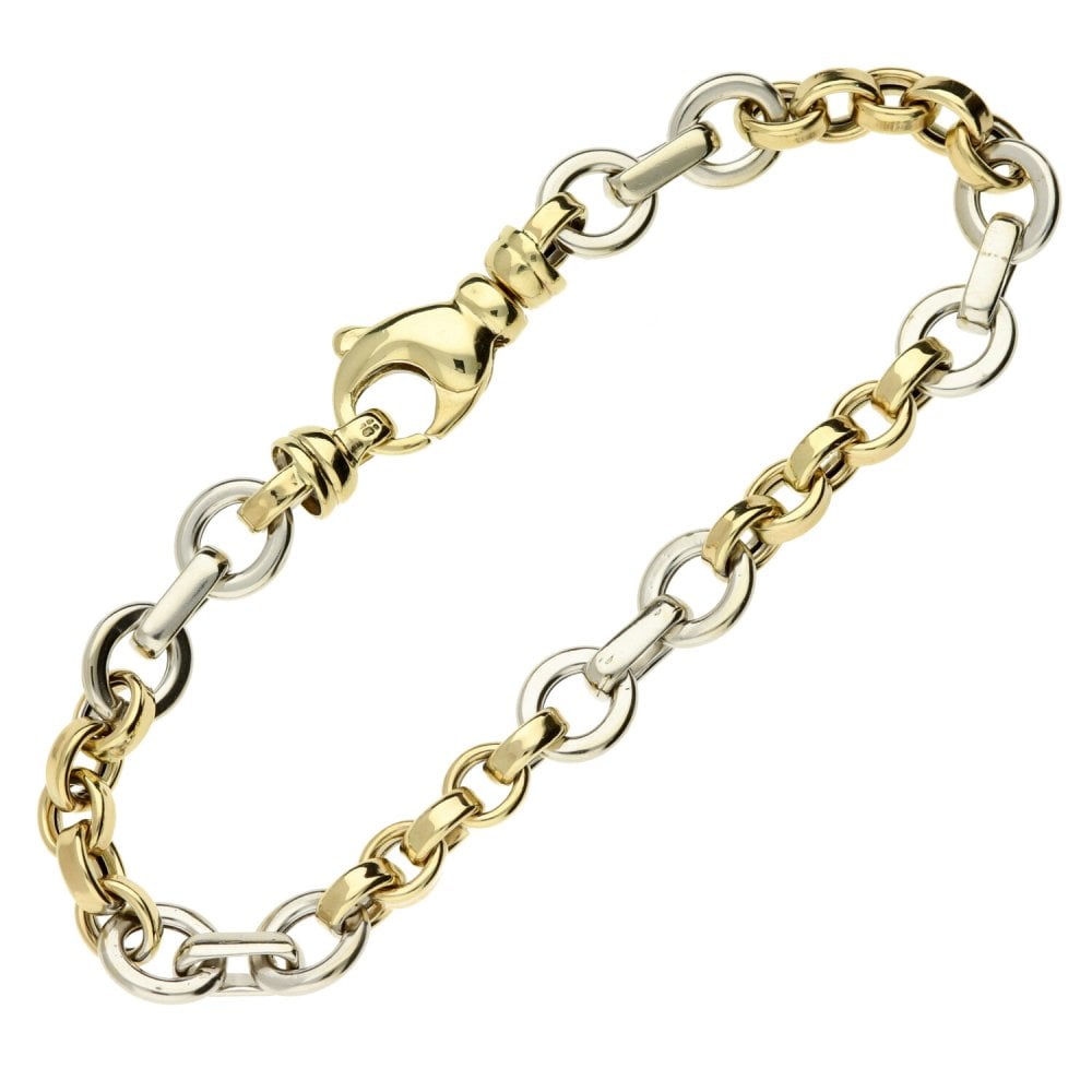 9ct Ladies Yellow & White Gold Fancy Bracelet - 7.5"