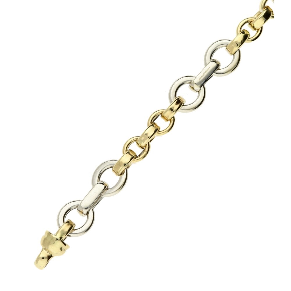 9ct Ladies Yellow & White Gold Fancy Bracelet - 7.5"