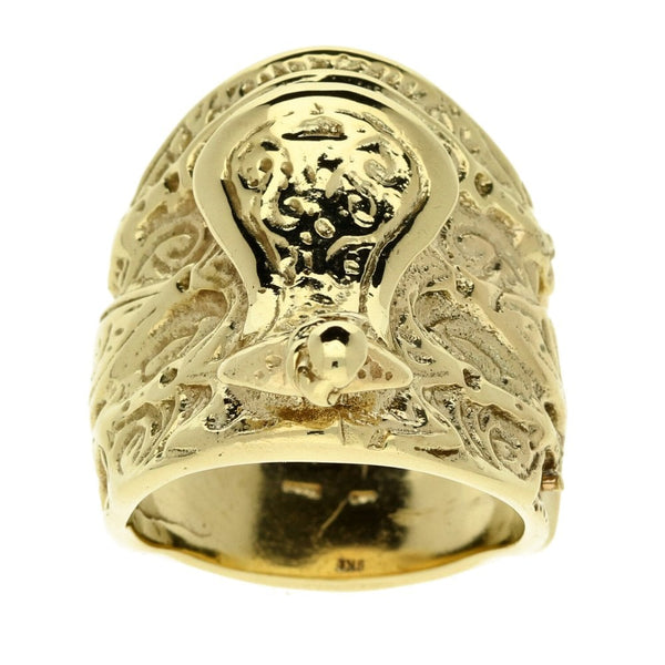 9ct Yellow Gold Gents Extra Heavy Saddle Ring - Size V