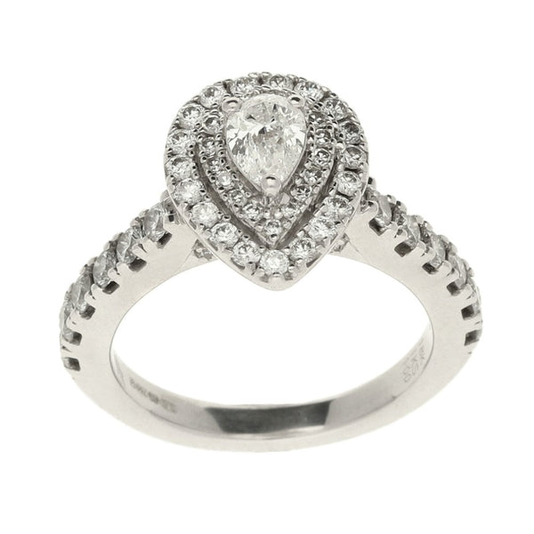 Ladies 18ct White Gold Pear Shape Cluster Ring - Size H½