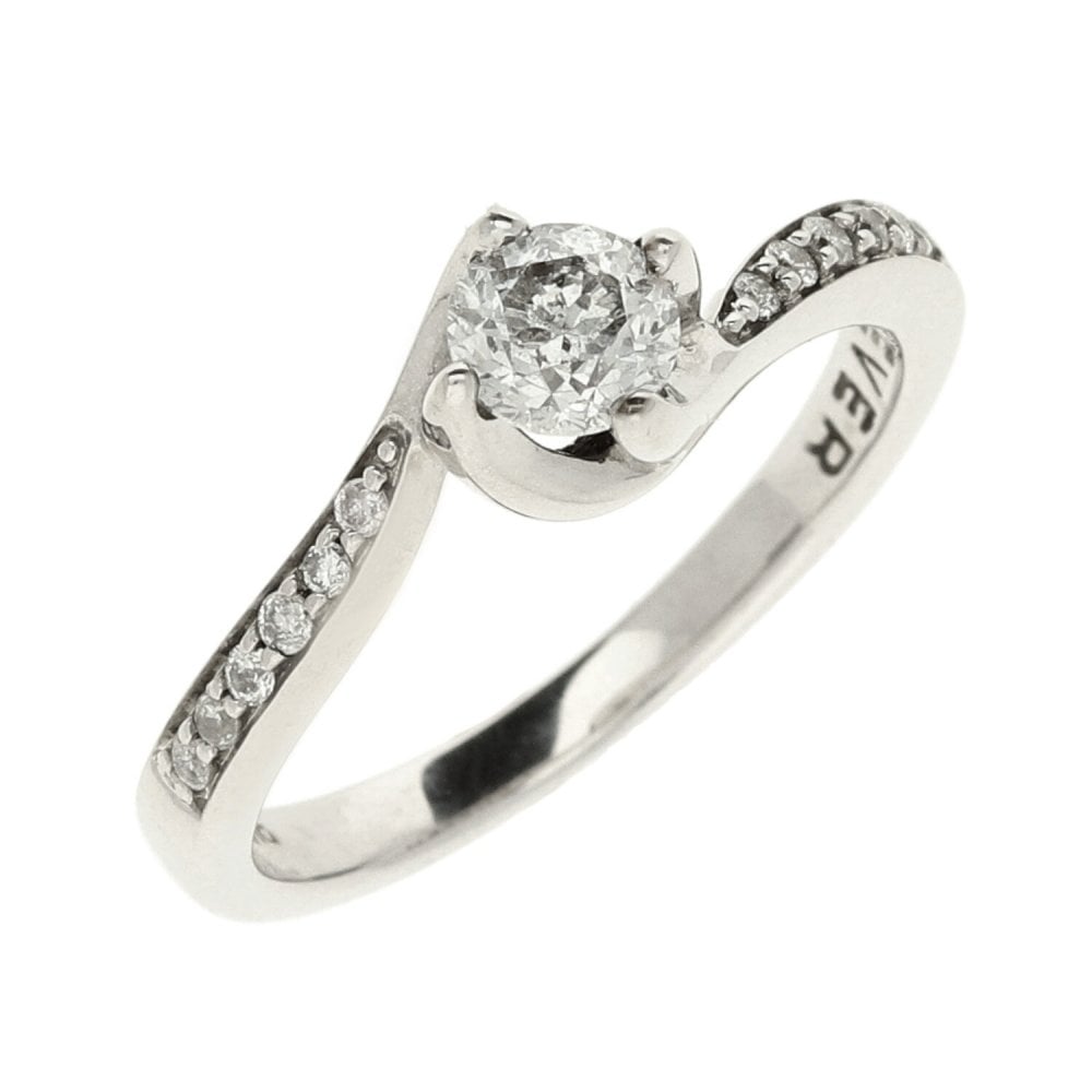Ladies 18ct White Gold Diamond Twist Ring - 0.50ct - Size K