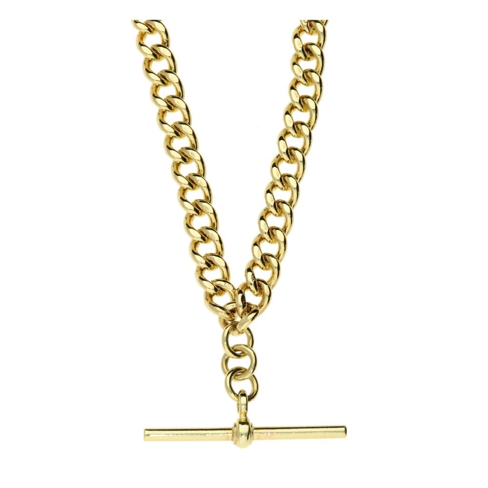 9ct Yellow Gold Gents Solid Graduated Albert Chain & T-Bar - 21"