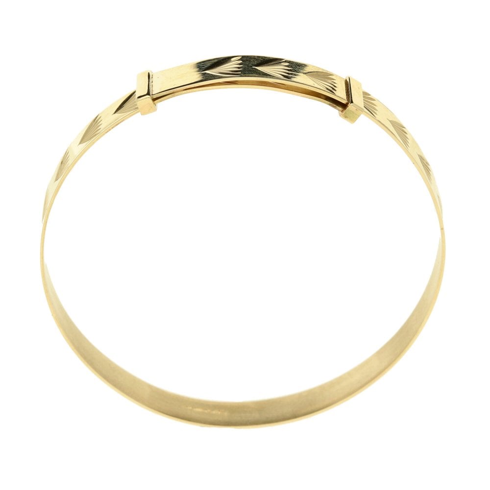 9ct Yellow Gold Solid Child Expandable Bangle - 4.2g