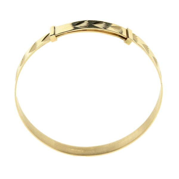 9ct Yellow Gold Solid Child Expandable Bangle - 4.2g