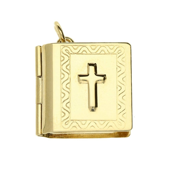 9ct Yellow Gold Cross Embossed Bible Charm