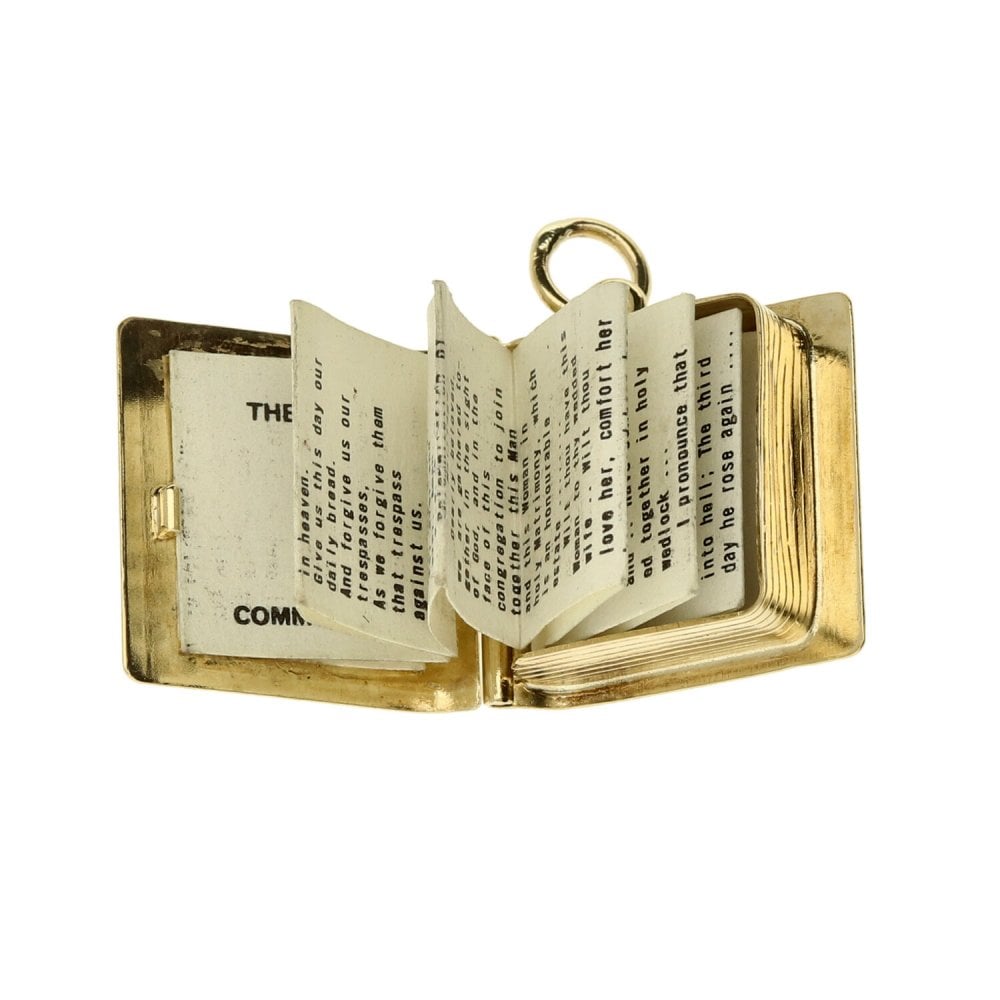 9ct Yellow Gold Cross Embossed Bible Charm
