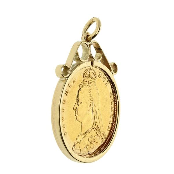 1892 Gold Half Sovereign Pendant - 4.9g