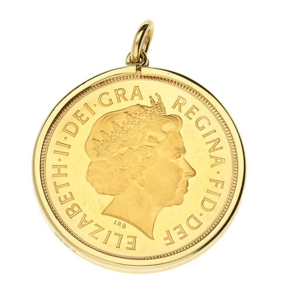 9ct Yellow Gold 2002 Full Sovereign Coin Pendant - 8.8g