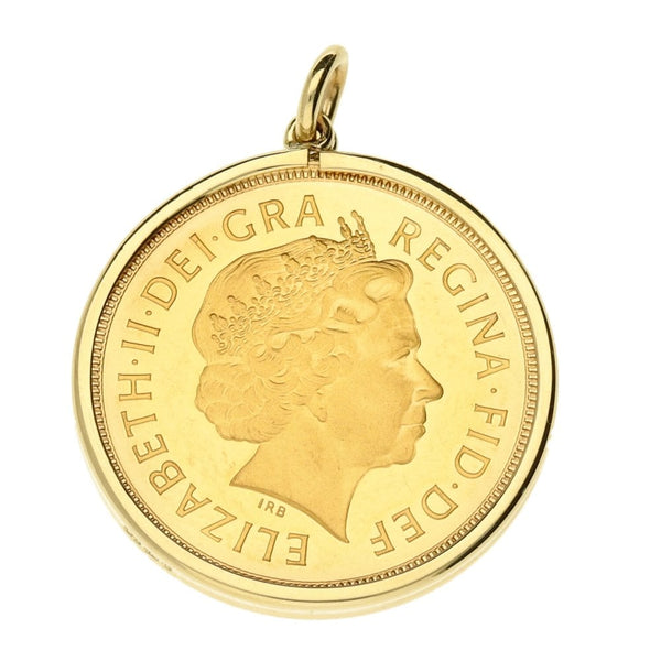 9ct Yellow Gold 2002 Full Sovereign Coin Pendant - 8.8g